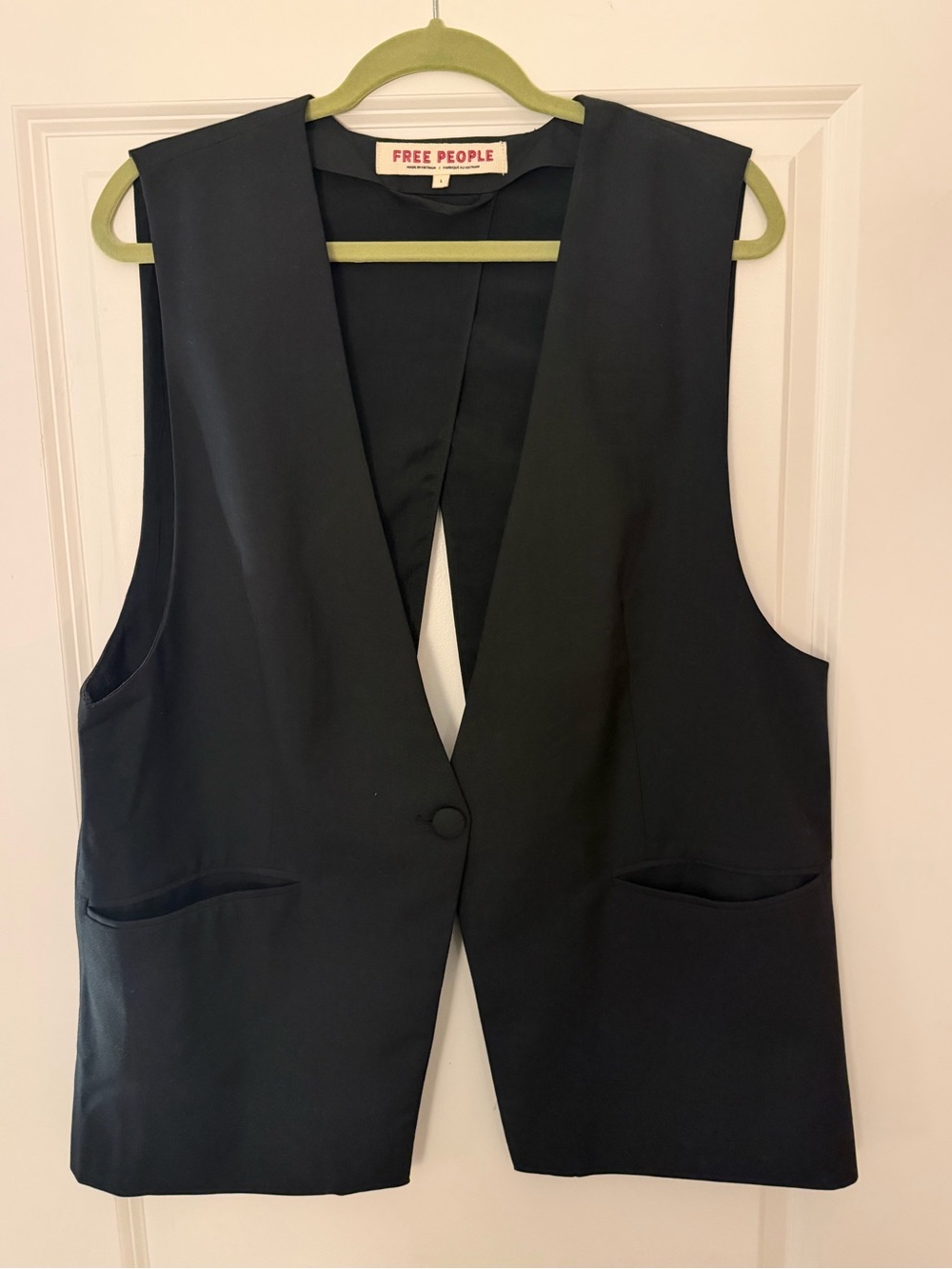 Free People Jojo Black Sleeveless Tailored Vest - L